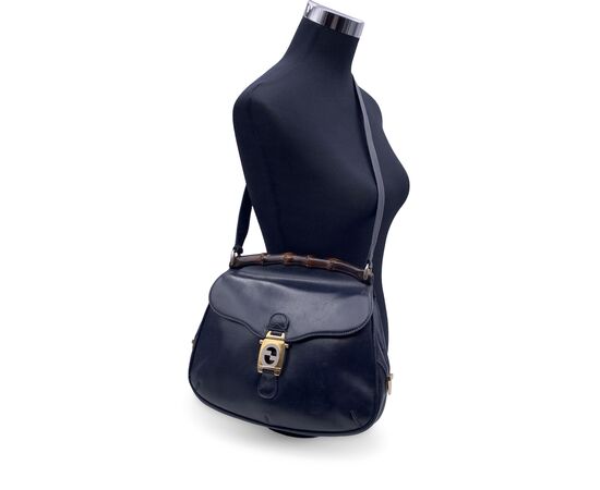 GUCCI Borsa a Tracolla Vintage in Pelle Col. Blu M