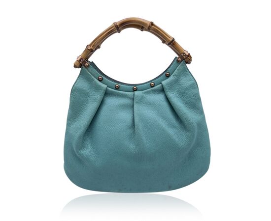 GUCCI Borsa Hobo in Pelle Col. Turchese Bamboo M