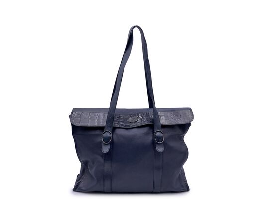 NAZARENO GABRIELLI Borsa a Tracolla Vintage in Pelle Col. Blu M