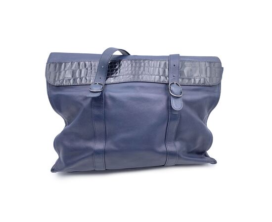 NAZARENO GABRIELLI Borsa a Tracolla Vintage in Pelle Col. Blu M