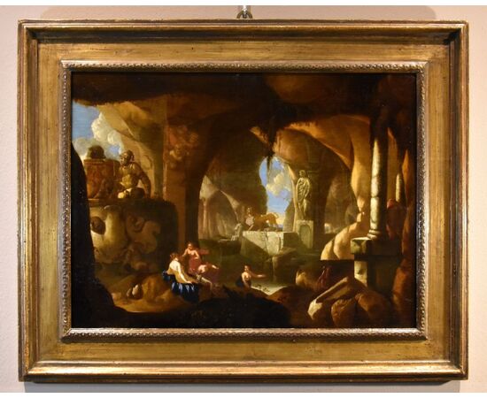 Diana e le ninfe in una grotta, Jacques Muller (Utrecht 1630 - 1680) Firmato: ‘J. Muller f(ecit).’