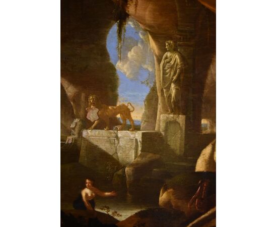 Diana e le ninfe in una grotta, Jacques Muller (Utrecht 1630 - 1680) Firmato: ‘J. Muller f(ecit).’