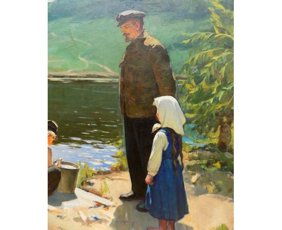 Grachev Anatoly Nikolaevich (1922 – 1998), Lenin con bambini, cm 100-150, olio su tela, anno 1968.