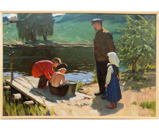 Grachev Anatoly Nikolaevich (1922 – 1998), Lenin con bambini, cm 100-150, olio su tela, anno 1968.