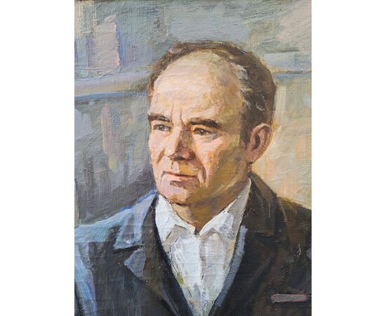 Fedor Sergeevich Yusov (1915−1998) - Ritratto di Kuryanskij P., un eroe del lavoro, cm 105x77, olio su tela, anno 1972.