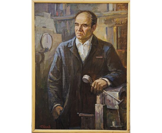 Fedor Sergeevich Yusov (1915−1998) - Ritratto di Kuryanskij P., un eroe del lavoro, cm 105x77, olio su tela, anno 1972.