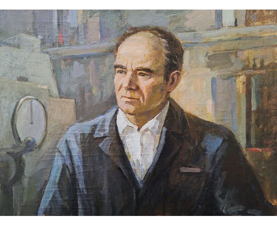 Fedor Sergeevich Yusov (1915−1998) - Ritratto di Kuryanskij P., un eroe del lavoro, cm 105x77, olio su tela, anno 1972.