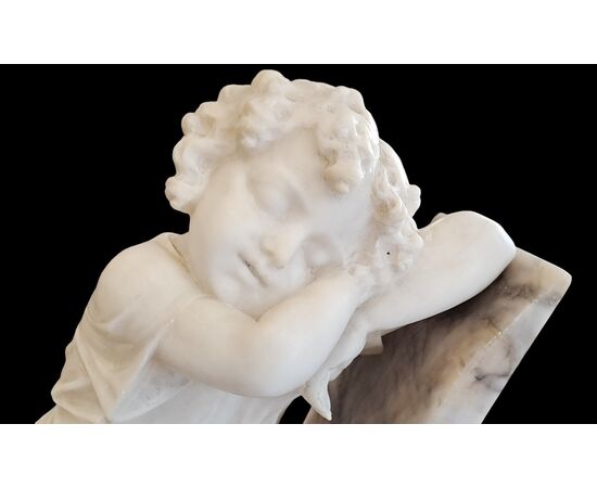 " BAMBINA CHE DORME " - SCULTURA IN ALABASTRO - EUGENIO BATTIGLIA