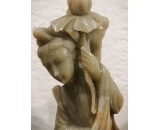 Collezione di 10 statuette cinesi in pietra saponaria XIX secolo - sculture di saggi