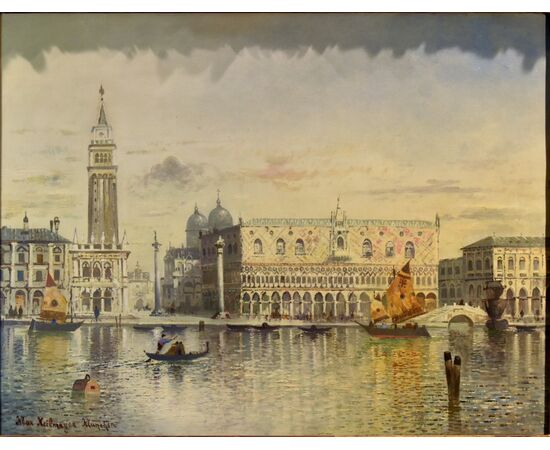 Venezia con Piazzetta San Marco e Palazzo Ducale, Maximilian Heilmaier (1869 - 1923)