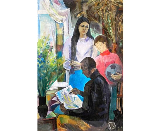 Bogdanov Vadim Viktorovich (1937), Famiglia sovietica, cm 140x90, anno 1963, olio su tela.