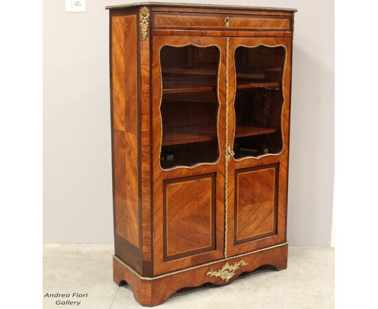 Antica vetrina cristalliera credenza Napoleone III intarsiata - epoca '800