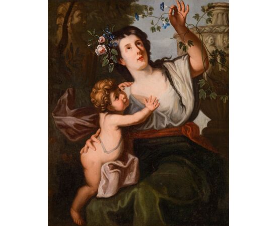 Flora come allegoria della Primavera, Guglielmo Cortese, detto il Borgognone (Saint Hippolite 1628 - Roma 1679)