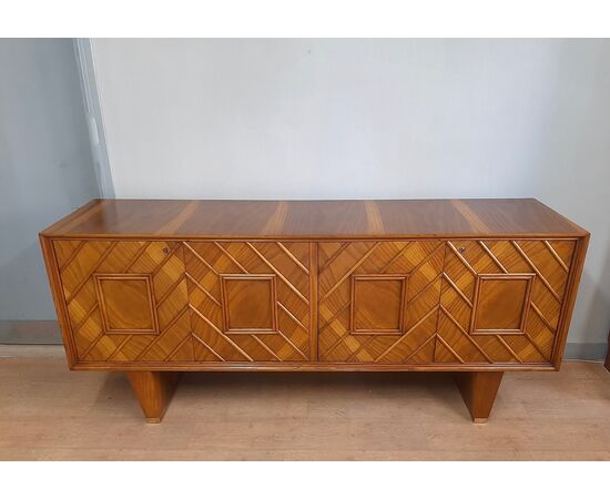 CREDENZA ART DECO ANNI '40 IN ROVERE BIONDO NELLO STILE DI GIO PONTI