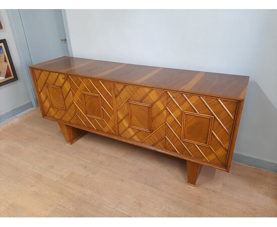 CREDENZA ART DECO ANNI '40 IN ROVERE BIONDO NELLO STILE DI GIO PONTI