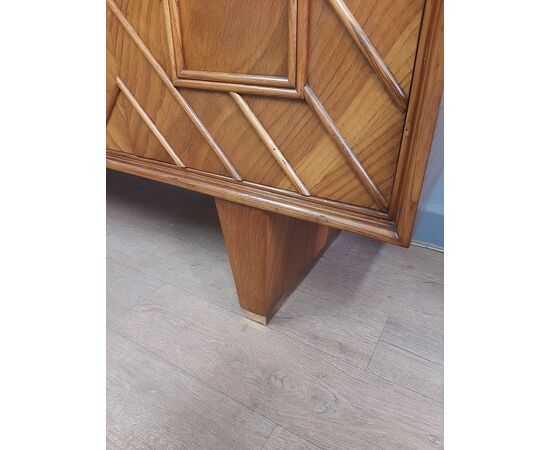 CREDENZA ART DECO ANNI '40 IN ROVERE BIONDO NELLO STILE DI GIO PONTI