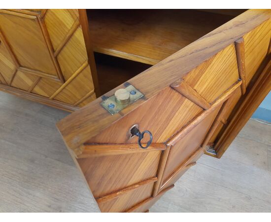 CREDENZA ART DECO ANNI '40 IN ROVERE BIONDO NELLO STILE DI GIO PONTI