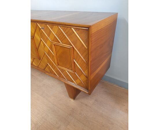 CREDENZA ART DECO ANNI '40 IN ROVERE BIONDO NELLO STILE DI GIO PONTI