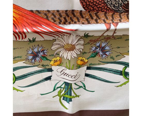 GUCCI Foulard Vintage in Seta Col. Marrone