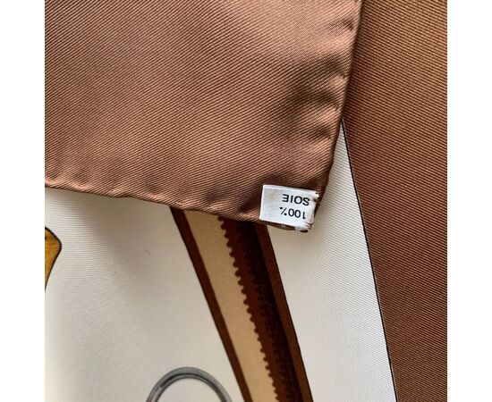 HERMES Foulard Vintage in Seta Col. Beige Equipages