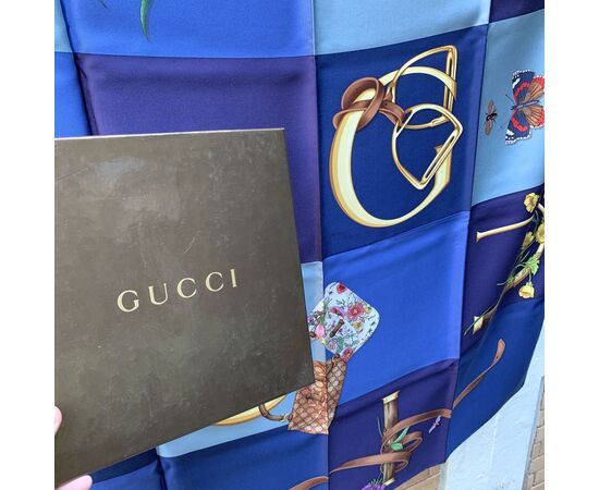 GUCCI Foulard in Seta Col. Blu