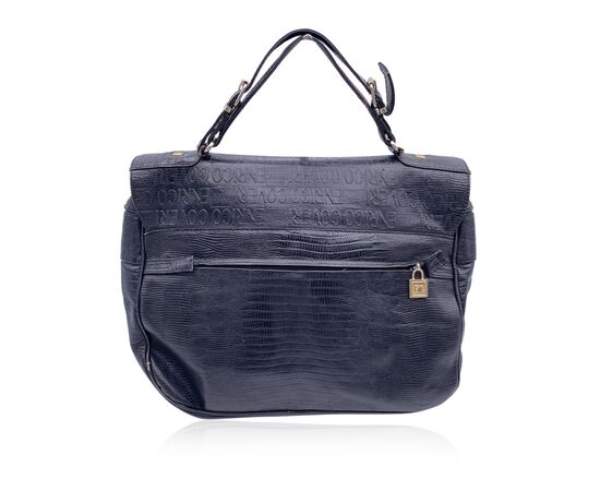 ENRICO COVERI Borsa a Mano Vintage in Pelle Col. Nero M