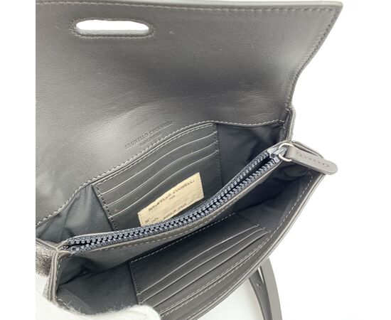 BRUNELLO CUCINELLI Borsa a Tracolla in Pelle Col. Argento S