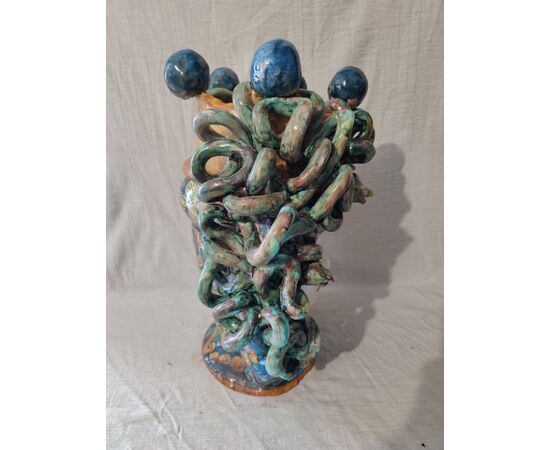 Testa di principessa con serpenti in ceramica di Caltagirone - H 43 cm - Sicilia