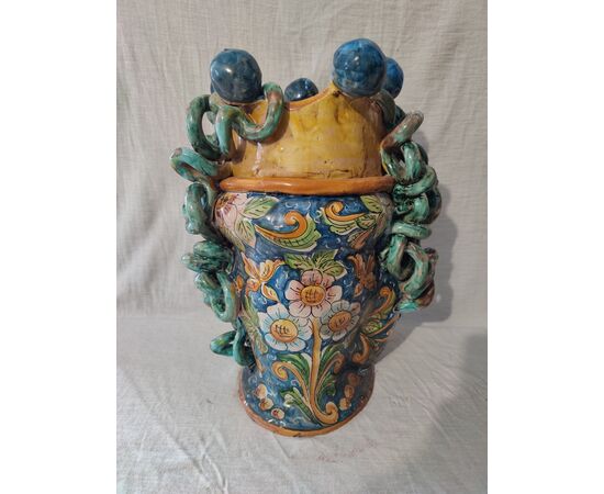 Testa di principessa con serpenti in ceramica di Caltagirone - H 43 cm - Sicilia