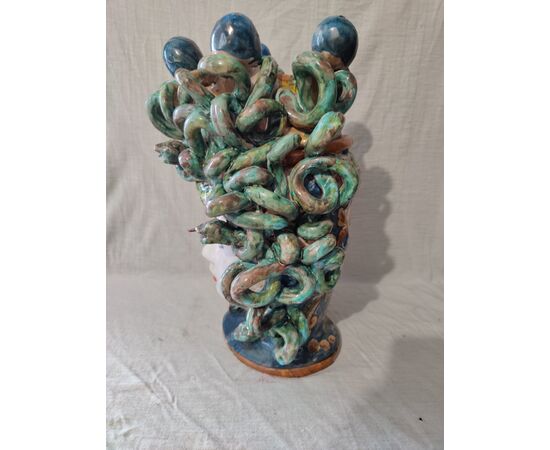 Testa di principessa con serpenti in ceramica di Caltagirone - H 43 cm - Sicilia