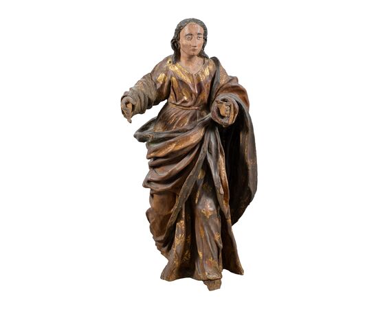 Scultura in legno intagliata e dipinto - Figura di santa - Italia, XVII-XVIII secolo.
