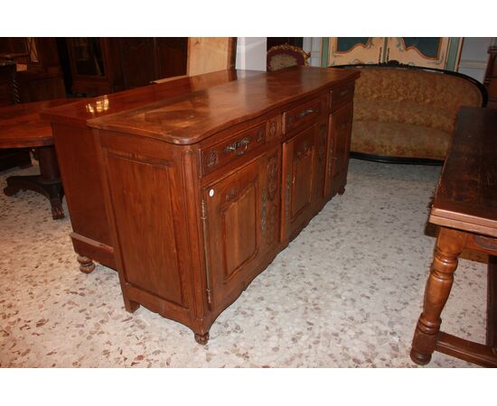 Grande Credenza Provenzale di fine 1800 a 3 Porte in Legno di rovere