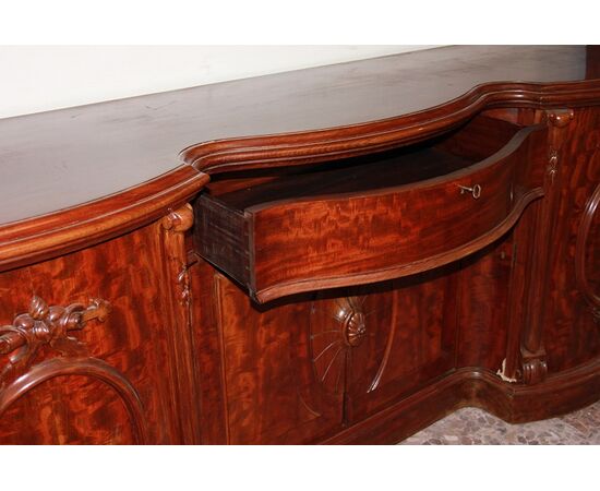 Grande servante sideboard credenza inglese stile Vittoriano del 1800 in mogano