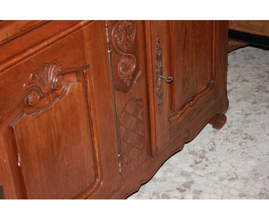 Grande Credenza Provenzale di fine 1800 a 3 Porte in Legno di rovere