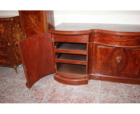 Grande servante sideboard credenza inglese stile Vittoriano del 1800 in mogano