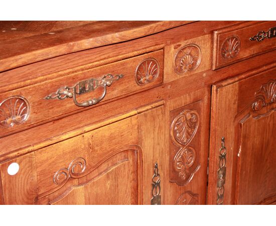 Grande Credenza Provenzale di fine 1800 a 3 Porte in Legno di rovere