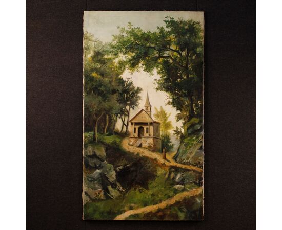 Painting countryside landscape oil on canvas from 19th century