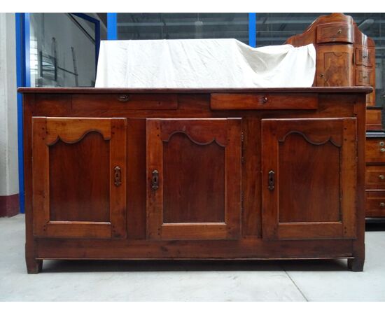 Credenza a tre porte Luigi XVI fine 1700 in noce massello Francia