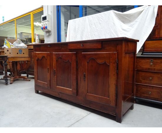 Credenza a tre porte Luigi XVI fine 1700 in noce massello Francia