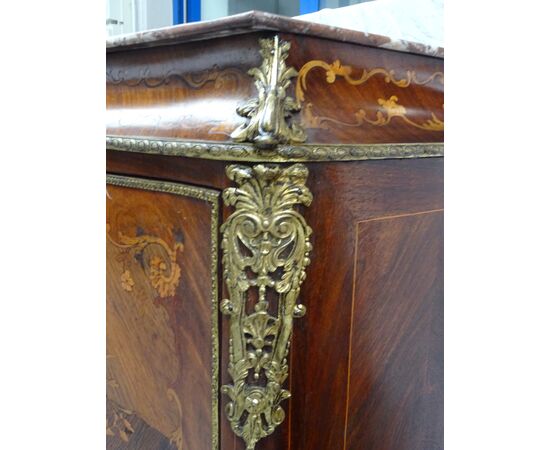 Secretaire bombato palissandro con intarsi in acero 1880 Napoleone III francese