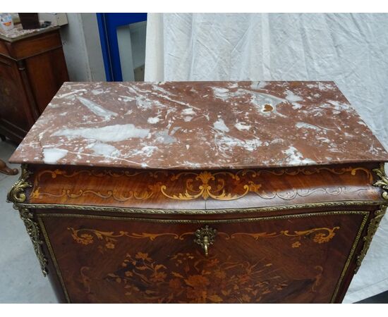 Secretaire bombato palissandro con intarsi in acero 1880 Napoleone III francese