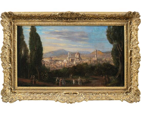 Pittore fiorentino (XVIII-XIX sec.) - Veduta di Firenze da Piazzale Michelangelo.