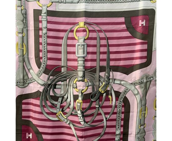 HERMES Foulard Vintage in Seta Col. Rosa Coaching