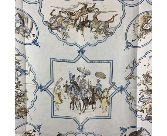 HERMES Foulard in Seta Col. Bianco Les Chevaux des Moghols