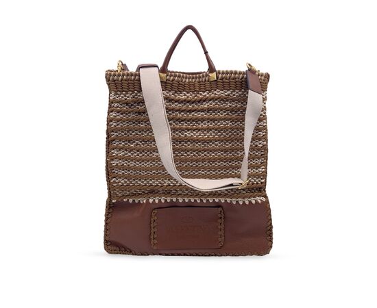 VALENTINO GARAVANI Borsa Shopper in Pelle Col. Marrone Rockstud M