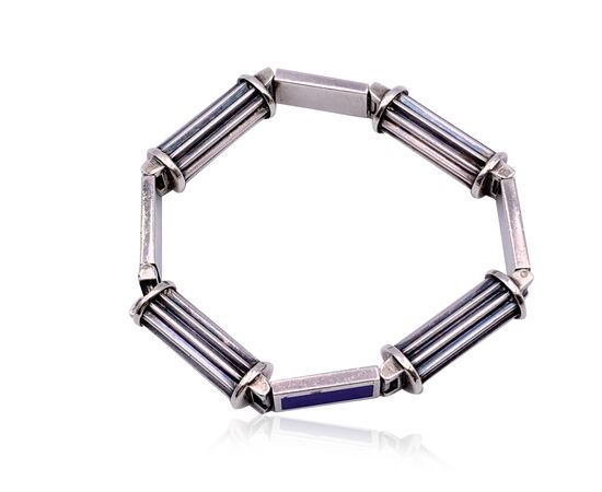 GUCCI Bracciale Vintage in Argento Col. Blu