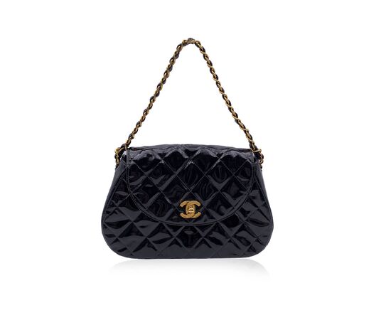 CHANEL Borsa a Tracolla Vintage in Pelle Lucida Col. Nero CC S