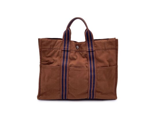 HERMES Borsa Shopper Vintage in Tela Col. Marrone Fourre-Tout M