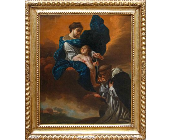 Cerchia di Domenico Piola (Genova, 1627 – Genova, 8 aprile 1703), Madonna con il Bambino e San Domenico