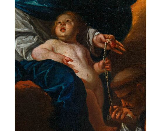 Cerchia di Domenico Piola (Genova, 1627 – Genova, 8 aprile 1703), Madonna con il Bambino e San Domenico